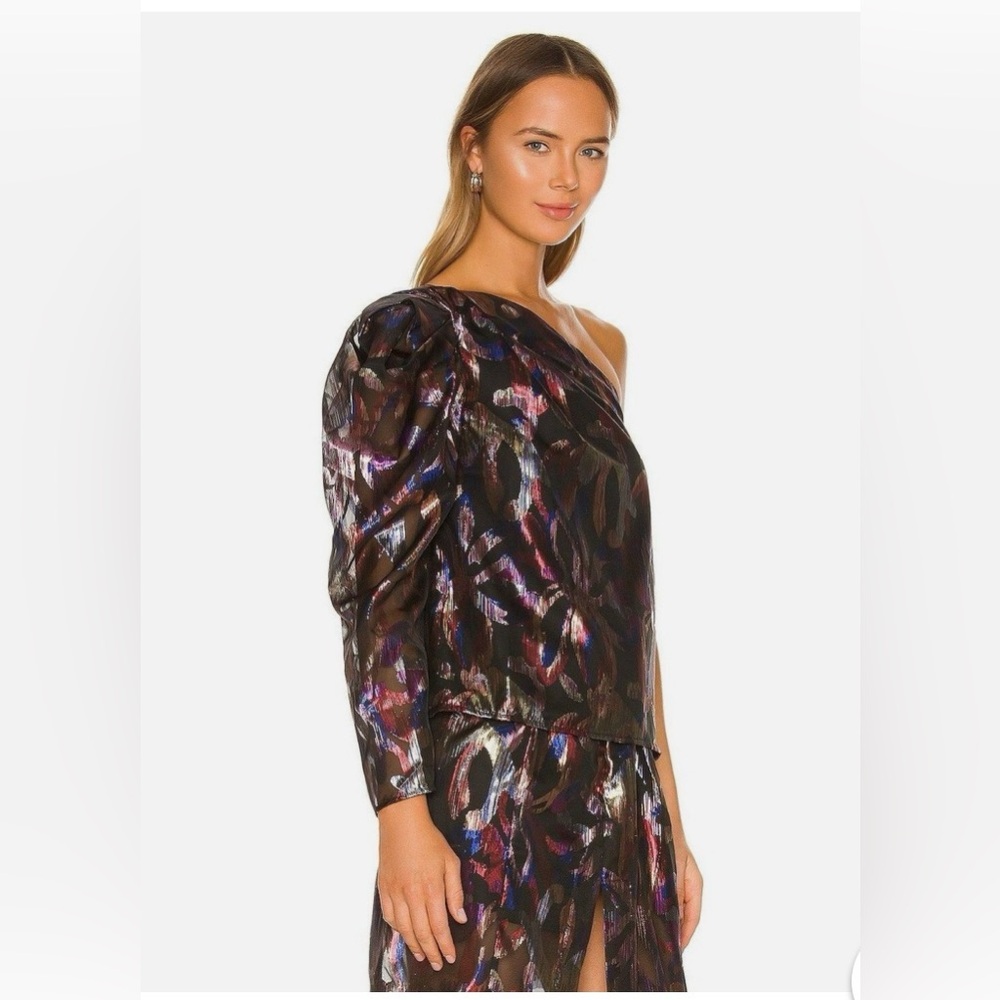 Sabina Musayev One Shoulder Metallic Multicolor Top (skirt sold separately)
